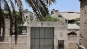 A view of the damage to Holy Family Church in Gaza City following an Israeli strike on the church in the Zeitoun neighborhood of Gaza City on July 17, 2025. The Latin Patriarchate of Jerusalem said an Israeli strike on Gaza’s only Catholic church killed three and injured several people on July 17, including the parish priest, as well as causing damage to the building.